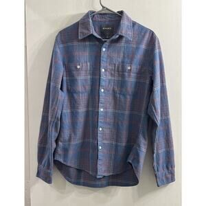 Bonobos Mens Medium Button Up‎ Shirt Blue Pink Plaid Flannel Slim Fit Preppy